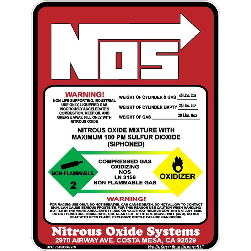 NOS Warning Stickers